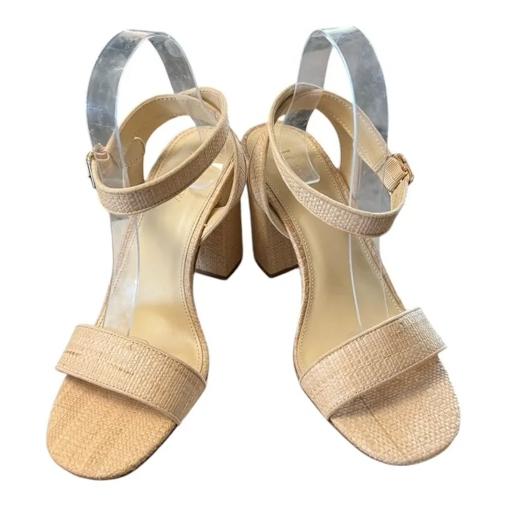 NEW J. Crew Women's Raffia Block Heel Natural Sandals 9.5